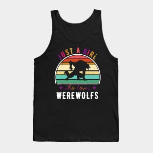 Retro Vintage Just a Girl Loves Werewolf Funny Tank Top